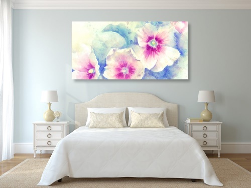 Obraz kvety v ružovom akvarely