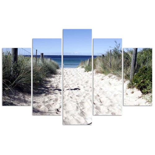 Obraz na plátně pětidílný Písečná tráva na mořské pláži