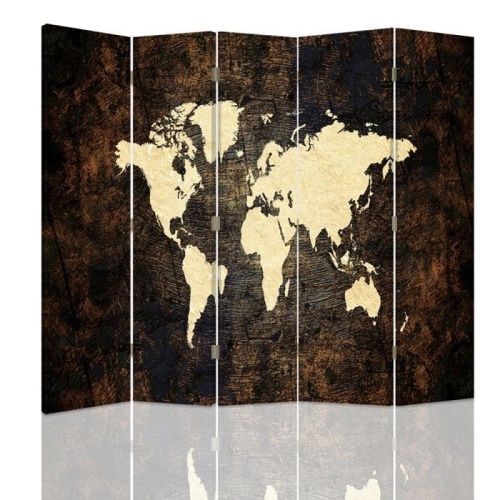 Ozdobný paraván, Mapa světa na tmavých deskách