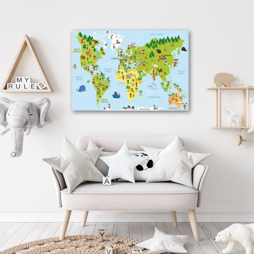 Obraz na plátně Mapa světa zvířat